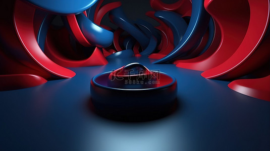 3D 渲染抽象蓝色和红色概念壁纸以 4k 分辨率