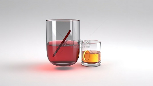 饮料海报背景图片_白色背景上带有限制标志的鸡尾酒杯的禁止象征主义 3D 渲染