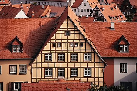 浪漫大街背景图片_德国的一组房屋