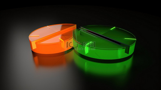机车仪表盘背景图片_就绪指示器绿色到橙色 3D 插图