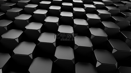 太空主题黑色六边形的 3d 插图