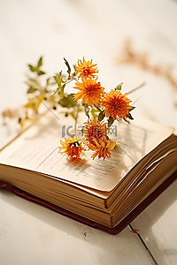 书上的背景图片_一本打开的书上的花