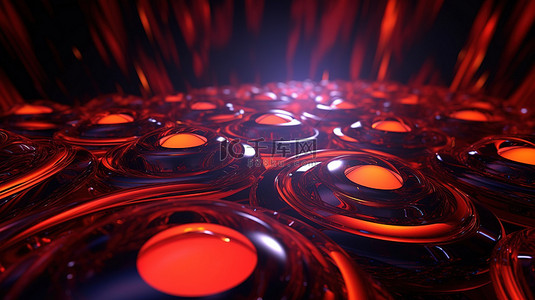 辐射深红色辉光 3D 概念艺术数字渲染