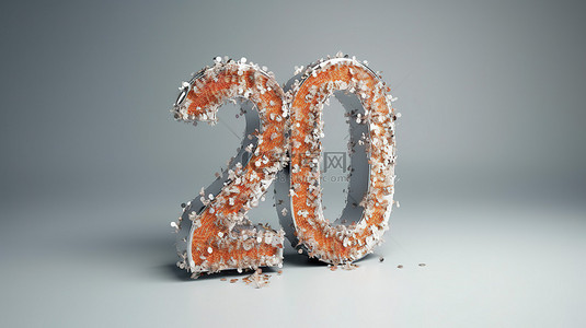 海报周年纪念背景图片_3d 渲染闪闪发光的银周年纪念横幅 20 周年庆祝活动