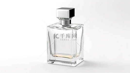白色背景上带有香水的独立香水瓶样机的 3D 渲染