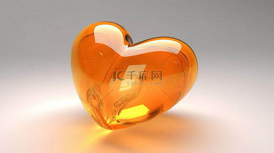 橙色爱情背景图片_以 3d 渲染的橙色心的插图