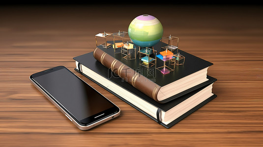 数字时代背景图片_数字时代的电子学习 3D 渲染教科书和远程教育移动设备