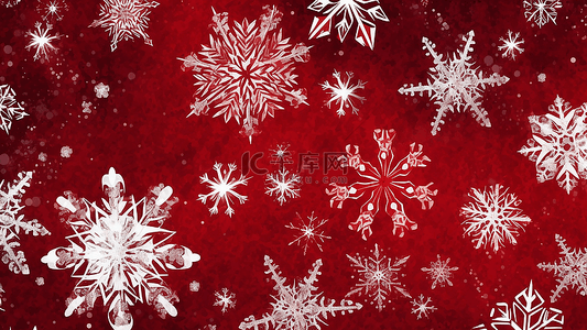 雪背景图片_圣诞节白色精美红色许多雪花