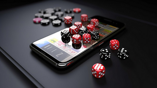 3d 智能手机上的在线赌场硬币和骰子