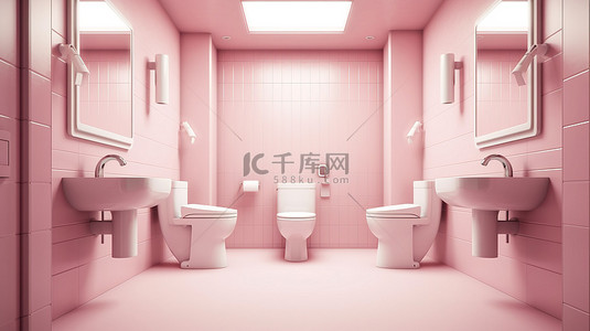 大阅兵坦克背景图片_粉红色抽水马桶浴室的 3D 插图