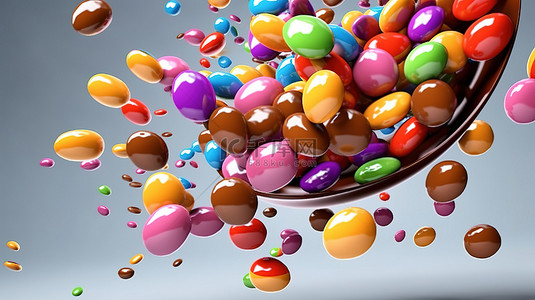 绿色糖果背景图片_彩色糖果向下层叠的 3D 插图