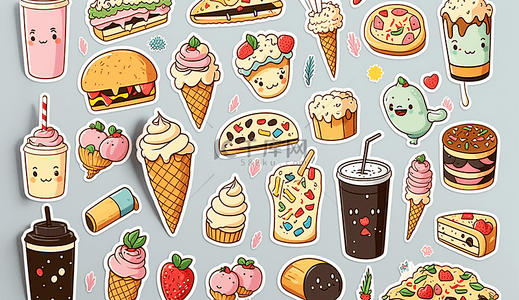 冰淇淋卡通背景背景图片_冰淇淋快餐早餐卡通食物背景
