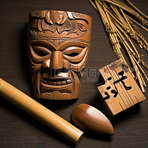 表情包嘴型背景图片_木面具和木斧