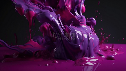 紫色液体 3d 渲染中的极简主义运动背景