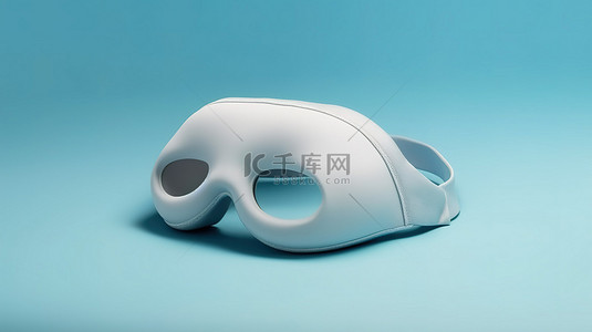 床上睡眠背景图片_蓝色背景上孤立的灰色和白色睡眠面罩的 3D 渲染
