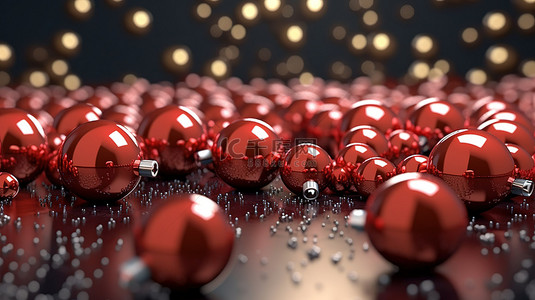 节日背景与红色小玩意圣诞节或新年庆祝活动 3d 渲染