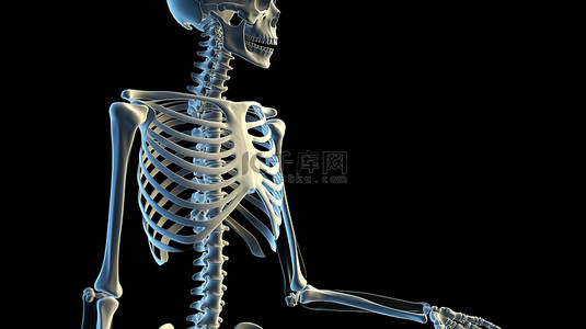 健康背景图片_数字艺术描绘了一个因手臂受伤而痛苦的骨骼人物