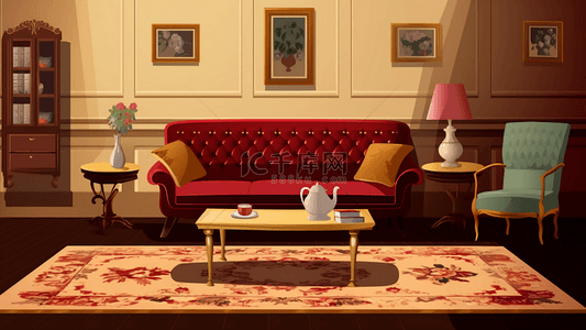 母亲节抱枕背景图片_客厅红色沙发背景