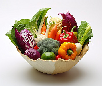 一个辣椒背景图片_用纸制作一个装有各种蔬菜的碗
