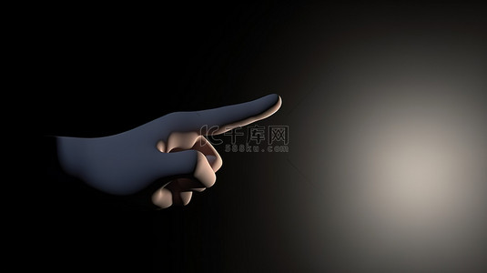 3d 卡通手用手指投射阴影并向右点击