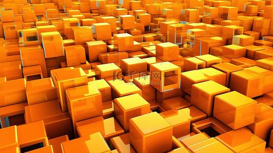 清浅色背景图片_3d 橙色立方体的抽象背景
