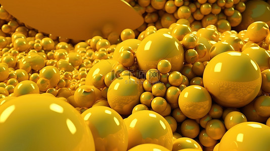 带有光泽 ico 球体和渲染设计的 3d 黄色抽象背景