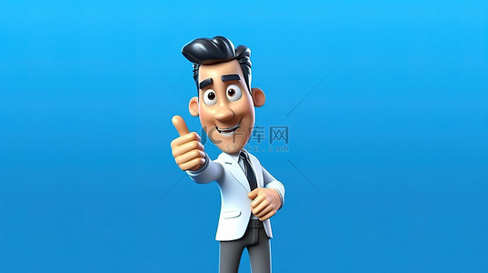 男人的背景图片_横幅背景上用一根手指做手势的商务手的卡通插图