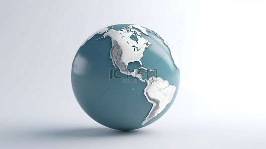 白色背景展示了 3d 渲染的地球地球