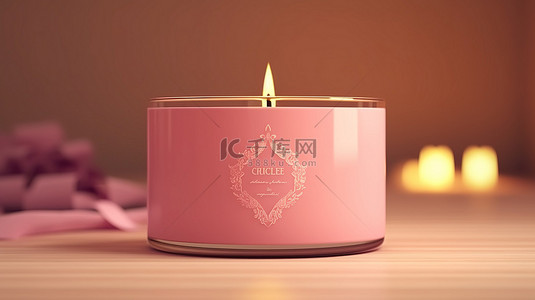 火的标签背景图片_粉红色蜡烛的 3d 渲染标签
