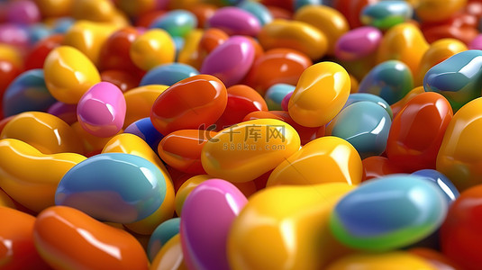 彩色软糖糖果背景的抽象 3D 插图