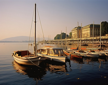 罗蒙背景图片_有船只停靠在瑞士圣迪彼得罗瓦雷泽港的港口