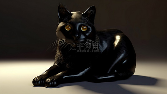 光滑的黑色猫科动物的 3d 字符
