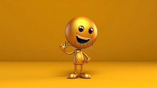 拿奖背景图片_黄色背景上拿着篮球和金奖奖杯的吉祥物角色的 3D 渲染