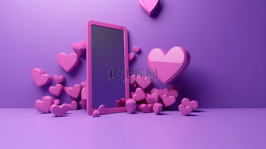 加载中gif透明背景图片_温馨的 3d 爱情加载框架，紫色背景，在线浪漫