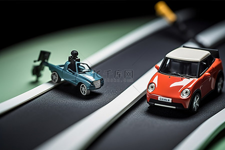 相机佳能相机镜头背景图片_带玩具和相机的微型汽车行驶轨道