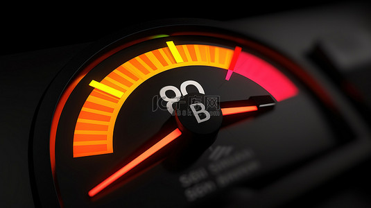 车速表信用评级刻度图标在 3D 插图中描述控制面板上的 80 个正常风险概念