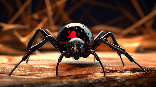 昆虫害虫背景图片_黑寡妇蜘蛛的 3d 插图