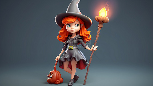 红发女巫的 3d 插图