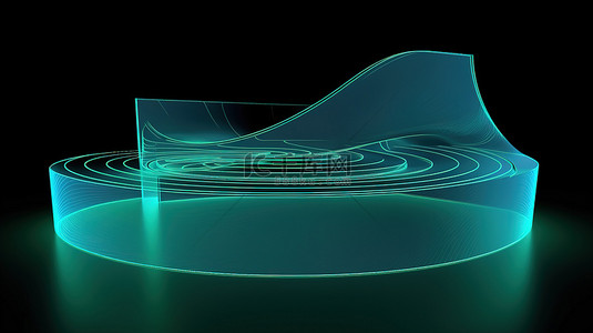 抽象 3d 渲染中的光滑绿色蓝色轮廓讲台