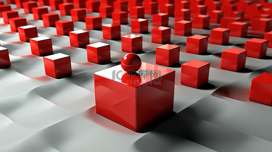 提升领导力 3D 红色立方体成为成功的象征