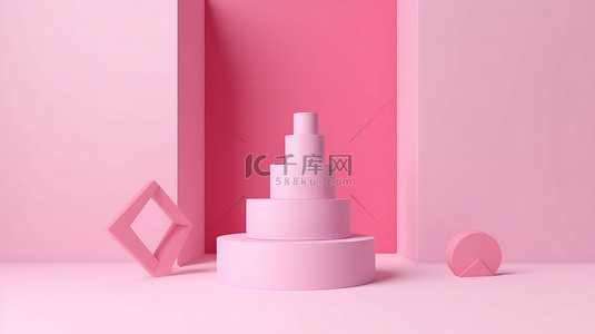 第名奖杯背景图片_粉红色背景上第一名第二名和第三名获奖者的简约设计模板 3D 渲染