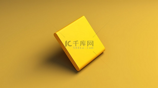 空白模板 3D 渲染和插图中充满活力的黄色便笺