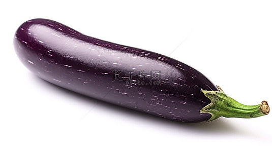 白色背景上紫色茄子或茄子蔬菜切口的 3D 渲染