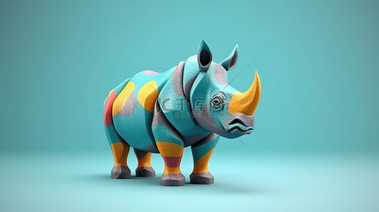 大犀牛背景图片_孤立的生动 3D 犀牛艺术品