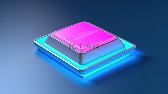 抽象技术概念的 3D 渲染插图，具有纹理背景下的蓝色和粉色键盘输入按钮