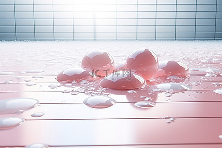 肥皂泡背景图片_瓷砖地板上的肥皂泡