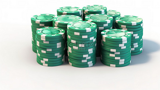 扑克扑克背景图片_隔离 3d 渲染中的白色背景扑克筹码