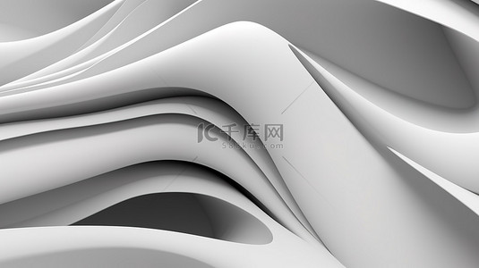 现代单色设计抽象 3d 渲染白色曲线背景