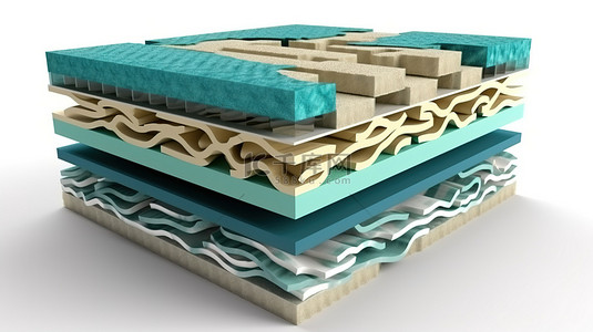 吸收甲醛背景图片_多层矫形床垫的 3D 渲染，提供最佳支撑