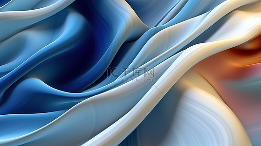 蓝色背景丝绸背景图片_流动织物的动态和创意 3D 插图